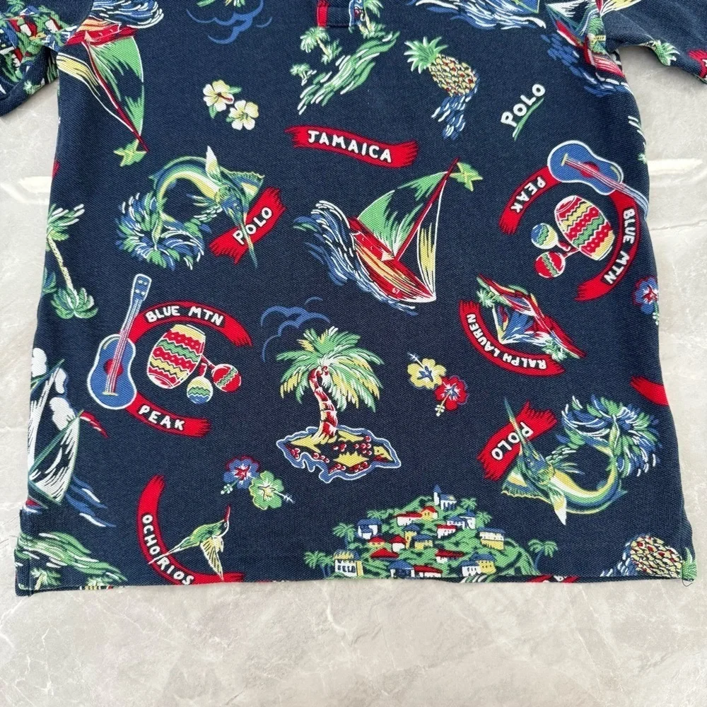 Boys Ralph Lauren Tropical Jamaica 100% Cotton Polo Short Sleeve Shirt Medium - Picture 3 of 16